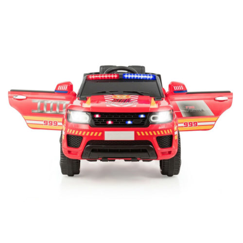 666-Kids Police Ride On Car 12V with Sound and Lights Bluetooth-Red - Image 3