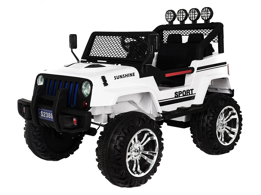 S2388-Kids ride On Car12V Remote Control Jeep-White-free shipping